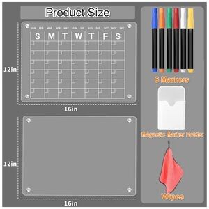 Acrylic Magnetic Dry Erase Calendar & Board Set